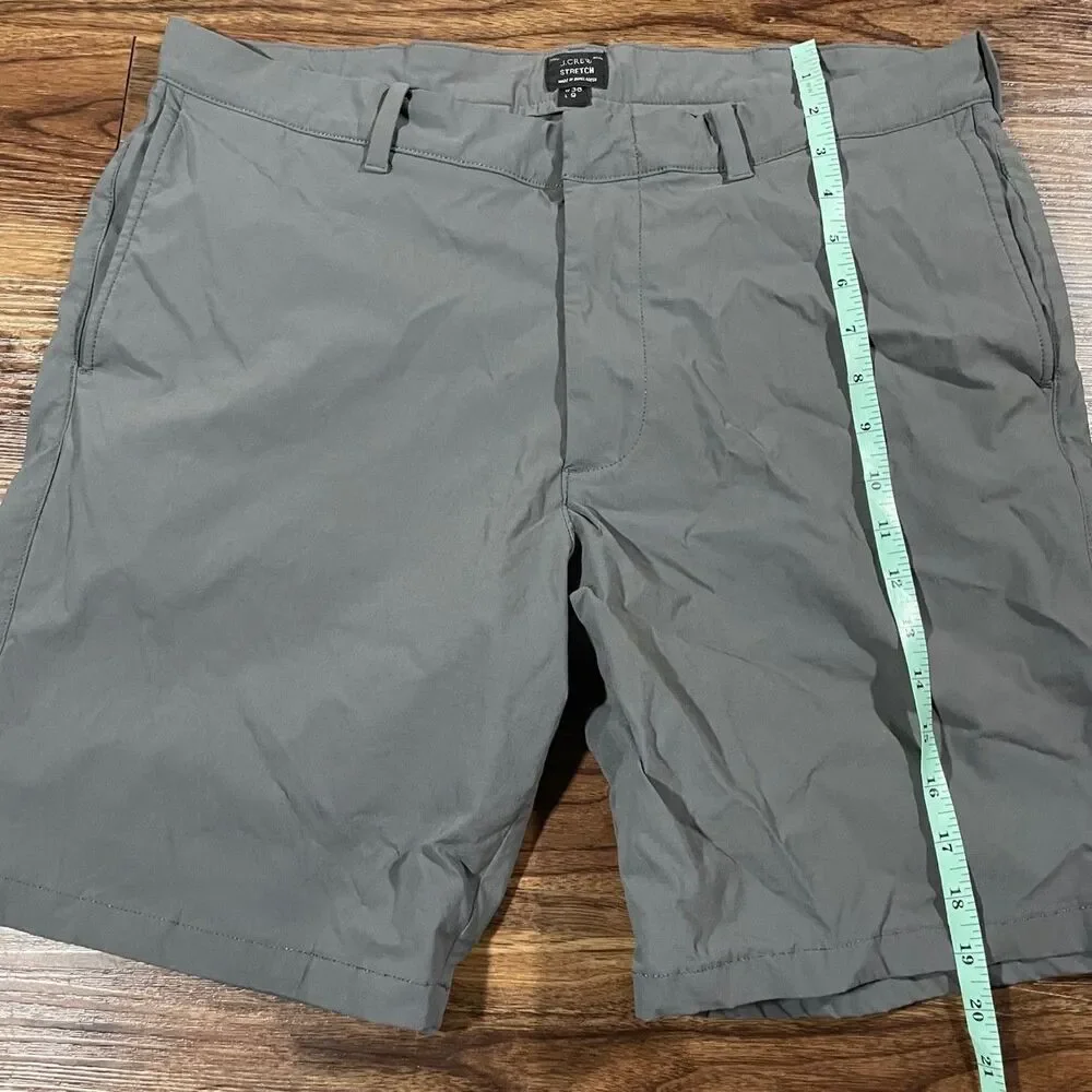 J.Crew Tech Chino Shorts Gray Stretch Classic Polyester Flat Front Mens W36 L9